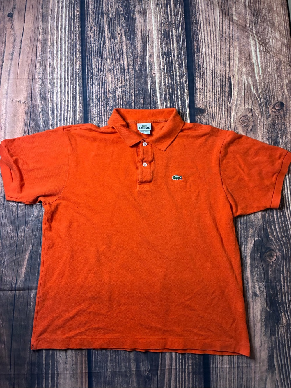 Lacoste Orange Short-Sleeve Polo with Crocodile Logo